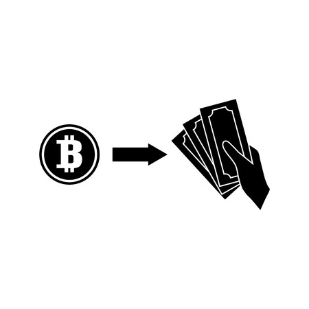 Bitcoin change to money vector icon. Illustration in Flat design style. Image suitable for cryptomoney businessのイラスト素材