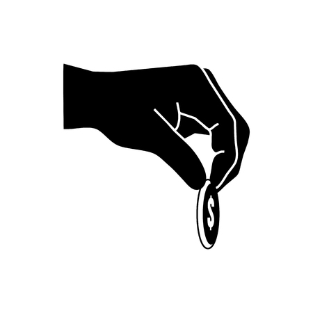 hand give cent illustration. Vector icon of  alms or corruption on a flat design styleのイラスト素材