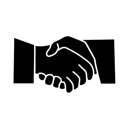 Black vector flat icon of handshake or business contract agreement. Suitable for web site, appのイラスト素材