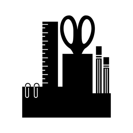 desktop organizer vector icon for stationery tools on a transparent background..Flat design style.のイラスト素材