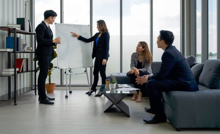 Business executives team meeting 2022 business target plan. People corporate business team concept.