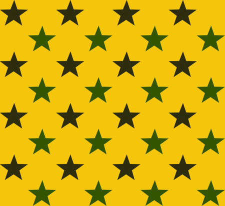 Seamless pattern. Two tone of green color star pattern on yellow background.の写真素材