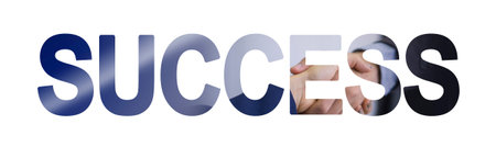 A hand holding overlay on the empowering word Success, crafted with a professional and inspirational...