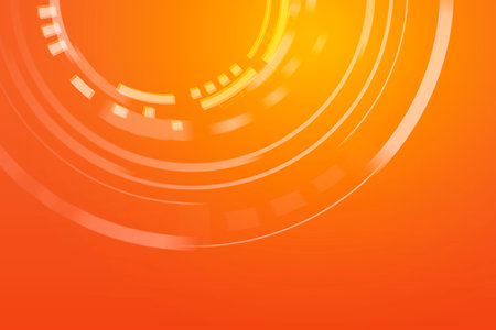 A lively orange backdrop feature interconnected circular shape and smooth line, creating an energetic and modern aesthetic suitable for various design project or digital use.の写真素材