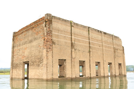 Old temple on riverの写真素材