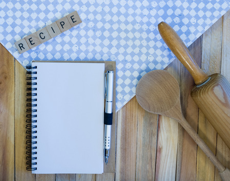 Recipe Scene with Blank Notebookの写真素材