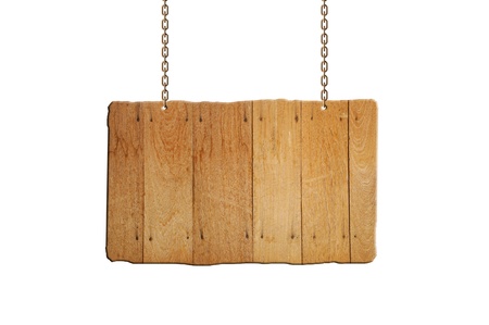 wooden sign hangingの写真素材