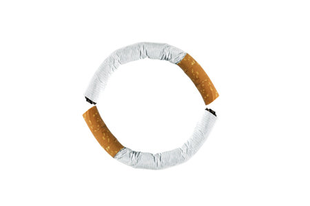 circle smoking symbol on white  background の写真素材