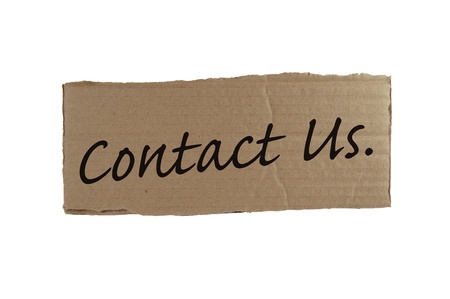 contact us brown paper on whiteの写真素材