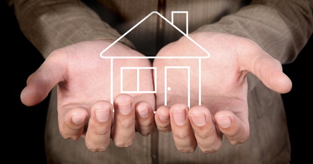 line-art house in human hands
の写真素材