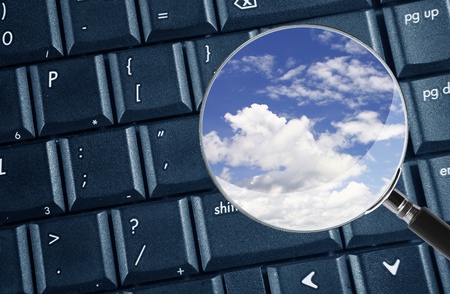 magnifying keyboard for cloud computingの写真素材