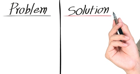 hand writing the solution isolatedの写真素材