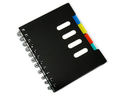 spiral notebook on white background. 