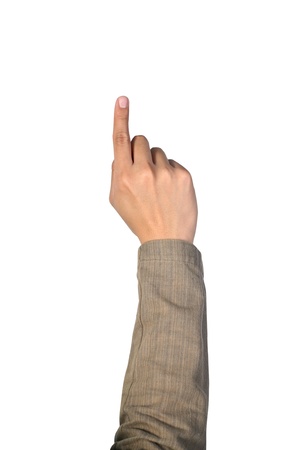 man's hand pointing   isolated  on  white 
の写真素材