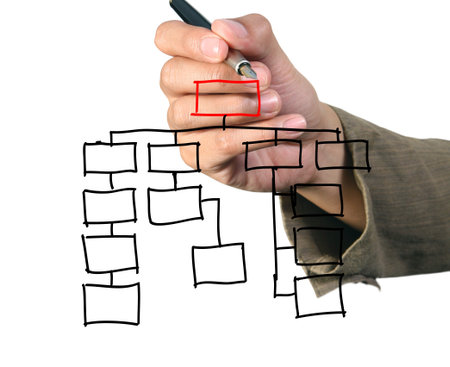 man drawing an organization chart 