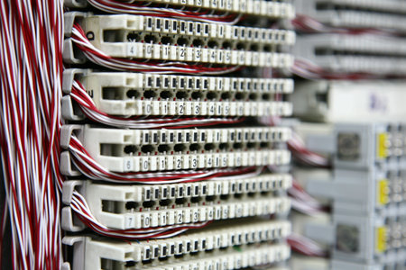 close up  abstract electronic number board background.