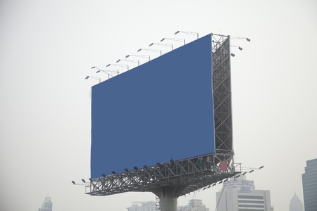 blue billboard on cityの写真素材