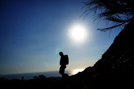man walking in the mountain 