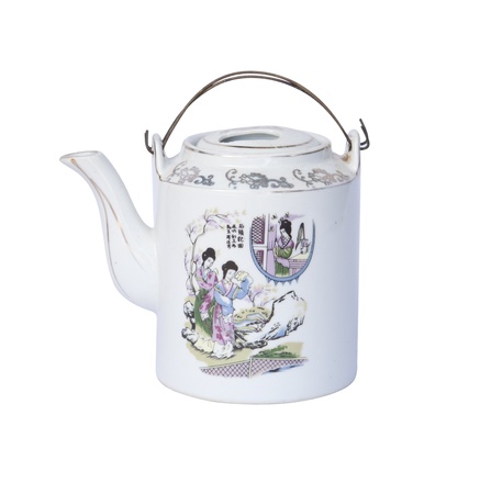 Decorative chinese tea pot on whiteのeditorial素材