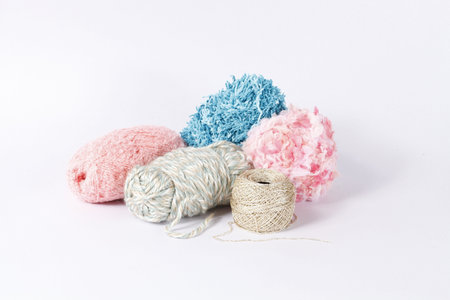 ball of yarn on white background