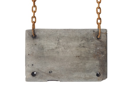 wooden sign on the chains on white.
の写真素材