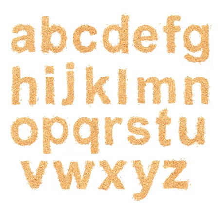 abc, alphabet,Letter from Paddy rice on whiteの写真素材