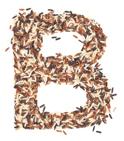 B, Alphabet from Organic Whole grain Riceの写真素材