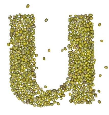 alphabet form green beans on white.
の写真素材
