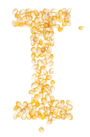 I,Alphabet from Organic corn beans dry on white
の写真素材