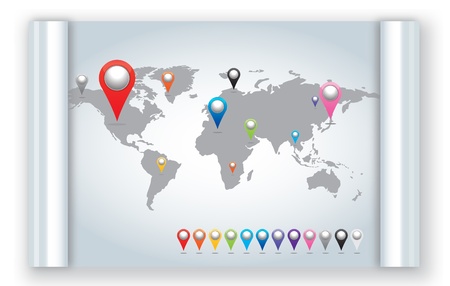 World map with set of Map Pins Pointer Icons.
の写真素材