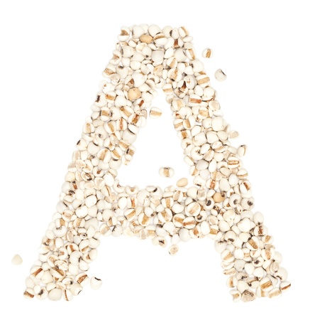 A,Alphabet from Job's tears on white background.
の写真素材