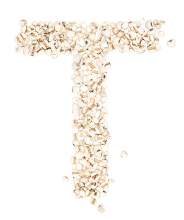 T,Alphabet from Job's tears on white background.
の写真素材