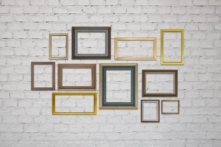 photo frame on brick wall. 