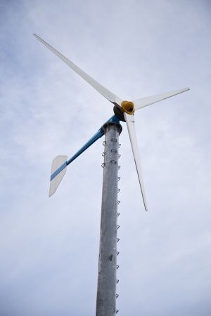 wind turbines  on blue skyの写真素材
