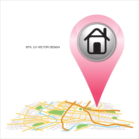 home,  pin pointer on map location  のイラスト素材