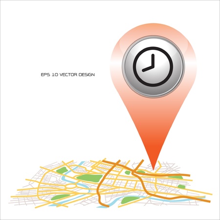 time, pin pointer on map location  のイラスト素材