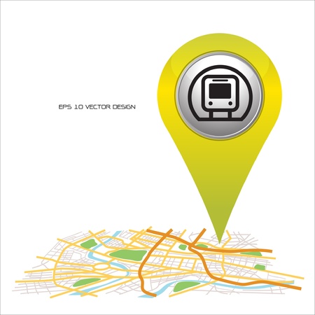 Subway  pin pointer on map location  のイラスト素材