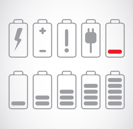  Set of gray battery charge level on white. のイラスト素材