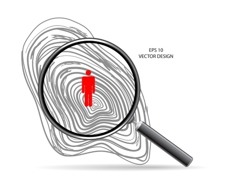 magnifier with fingerprint vector のイラスト素材