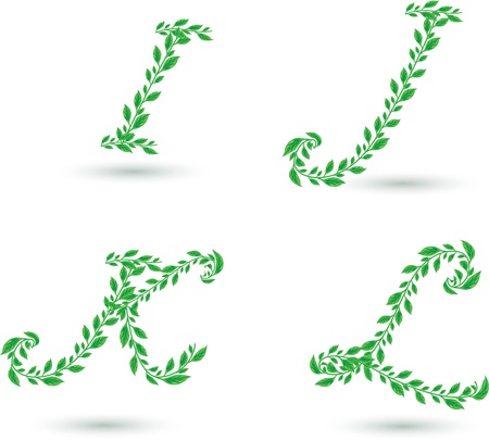 Vector set illustration a leaves letter on white のイラスト素材