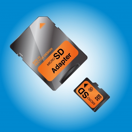  Micro sd card on blue background のイラスト素材