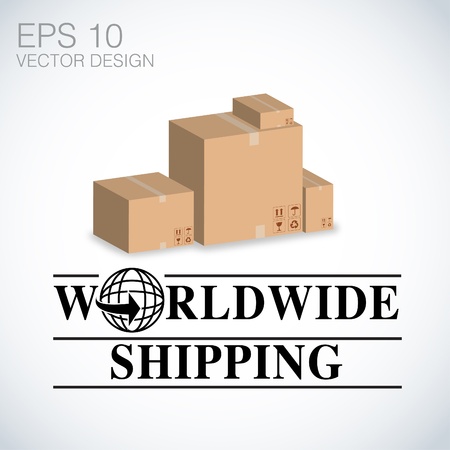 worldwide shipping, Cardboard boxes vector design  のイラスト素材