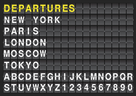 Set of letters on a mechanical timetable