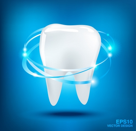 3d teeth protection on blue background  のイラスト素材