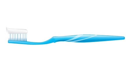  bule Toothbrush and gel toothpaste   のイラスト素材