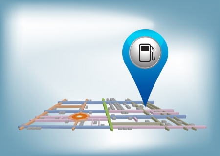 blue gas station on map  のイラスト素材