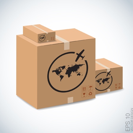 airmail sign on brown boxes  のイラスト素材