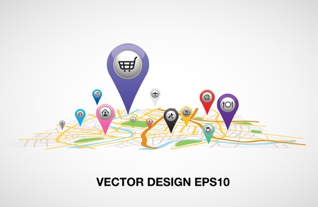 gps pin pointer and map vectorのイラスト素材