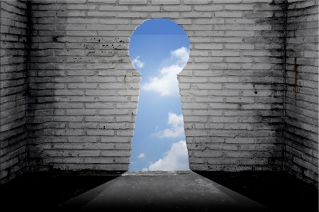 keyhole, open Door to sky の写真素材