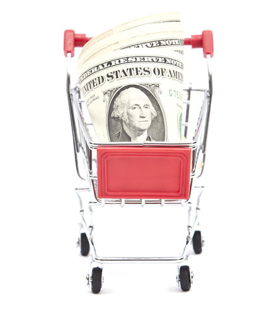 close-up, Dollars in Shopping Cart.の写真素材
